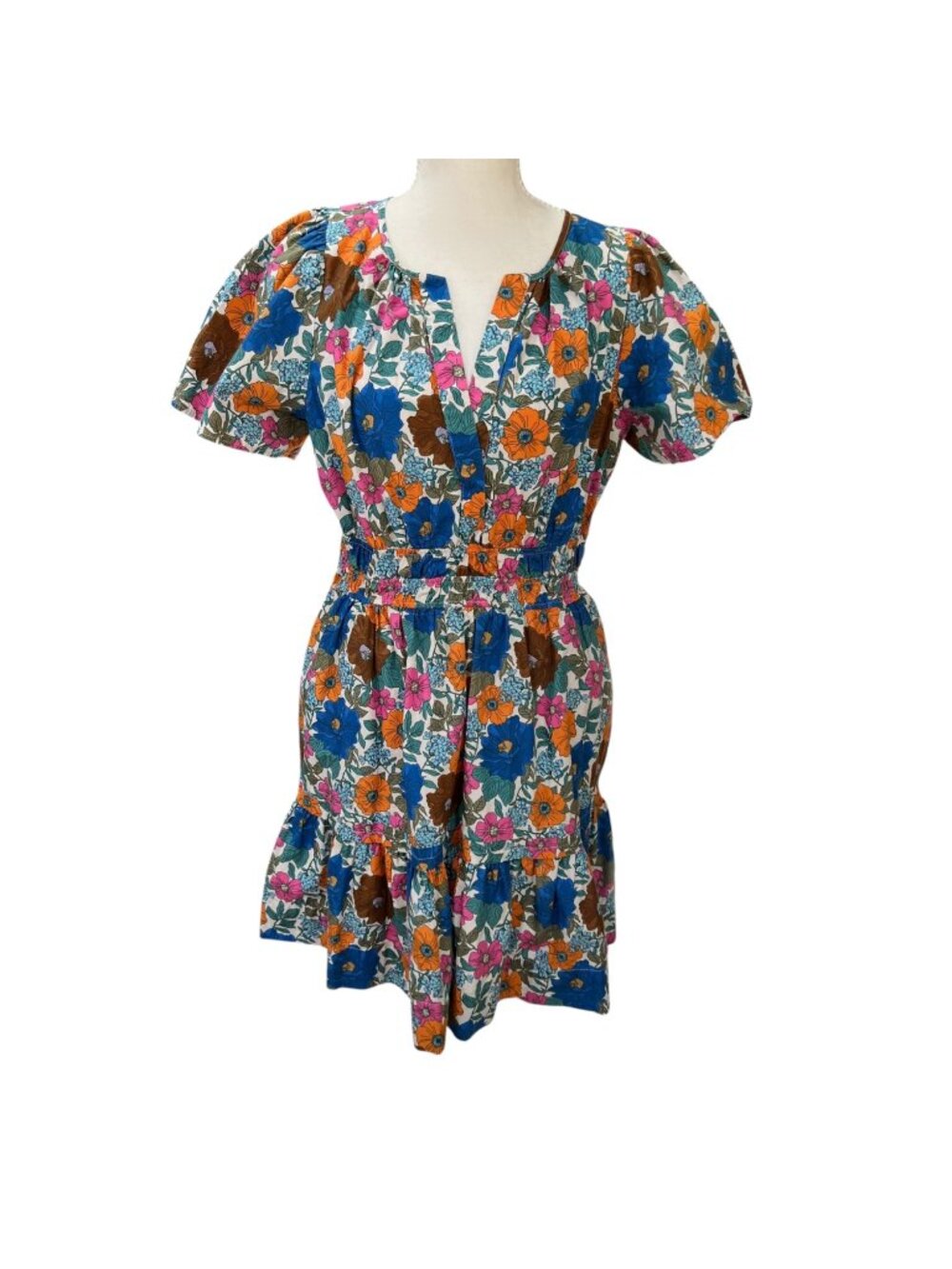 Anthropologie Somerset Floral Puff Sleeve Mini Dress Size Medium